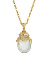 2028 14K Gold Plated Clear Glass Egg Pendant Necklace