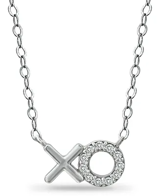 Giani Bernini Cubic Zirconia Xo Pendant Necklace in Sterling Silver, 16" + 2" extender, Created for Macy's
