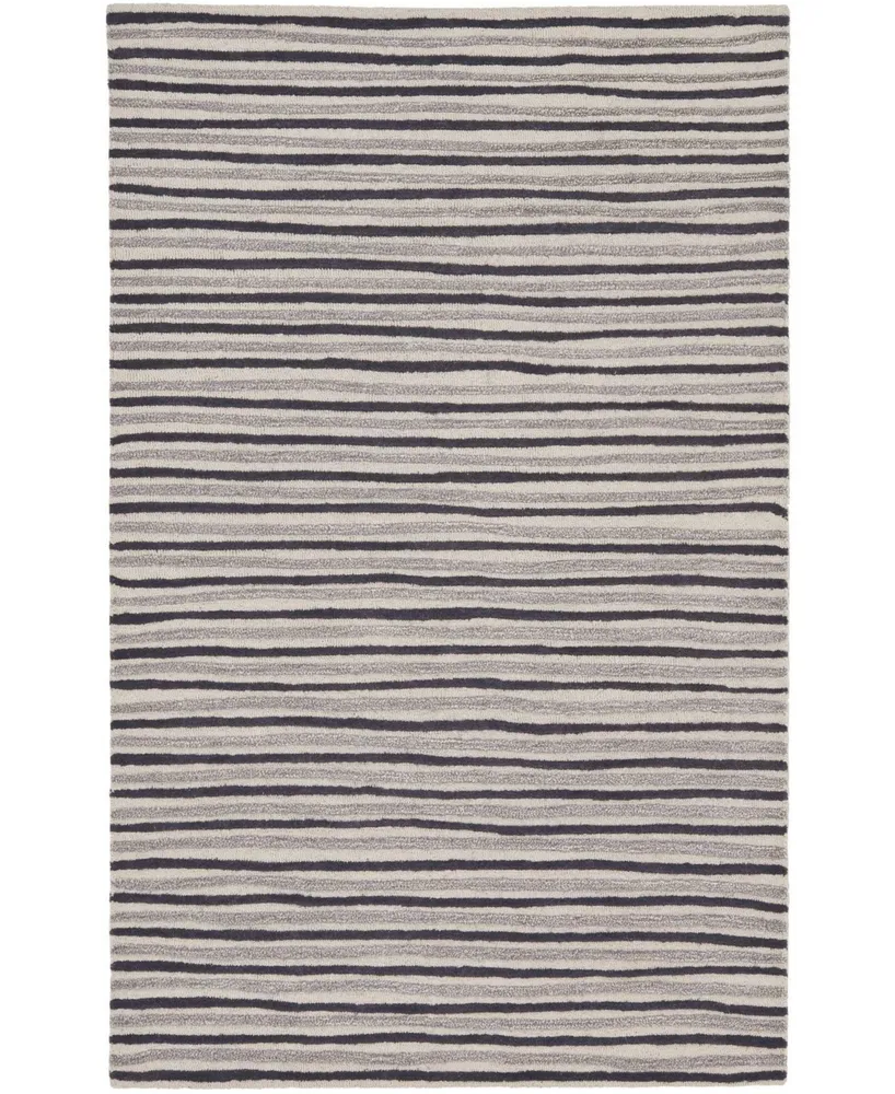 Martha Stewart Collection Hand Drawn Stripe MSR3619C Purple 4' x 6' Area Rug