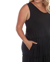 White Mark Plus Scoop Neck Tiered Midi Dress