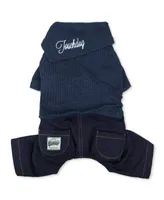 Touchdog Vogue Neck-Wrap Sweater and Denim Pant Outfit