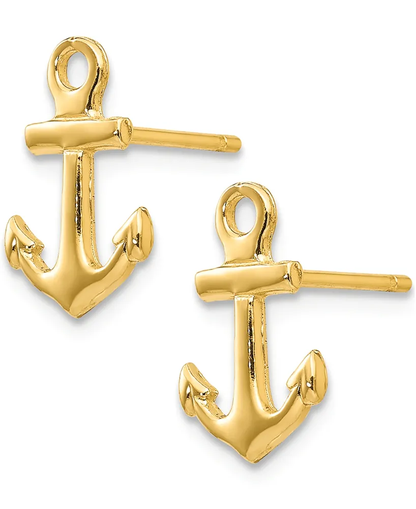 Anchor Stud Earrings in 14k Yellow Gold