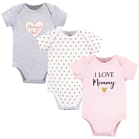 Hudson Baby Baby Girls Cotton Bodysuits 3pk