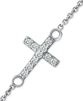 Giani Bernini Cubic Zirconia Cross Ankle Bracelet in Sterling Silver, Created for Macy's