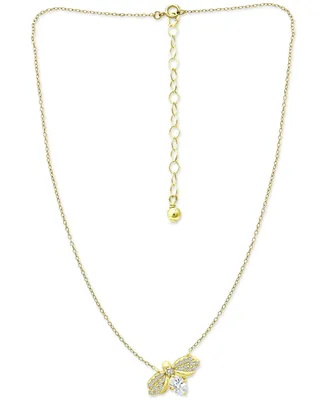 Giani Bernini Cubic Zirconia Bee 16" Pendant Necklace in 18k Gold-Plated Sterling Silver, Created for Macy's
