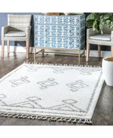 nuLoom Mackie GCDI03C White 7'10" x 10' Area Rug