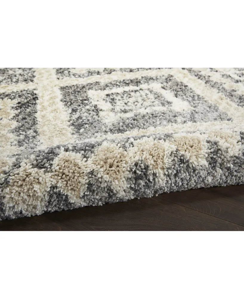 Nourison Home Oslo Shag OSL02 Gray and Ivory 4' x 6' Area Rug