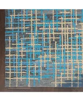 Nourison Home Symmetry SMM08 Blue and Beige 3'9" x 5'9" Area Rug