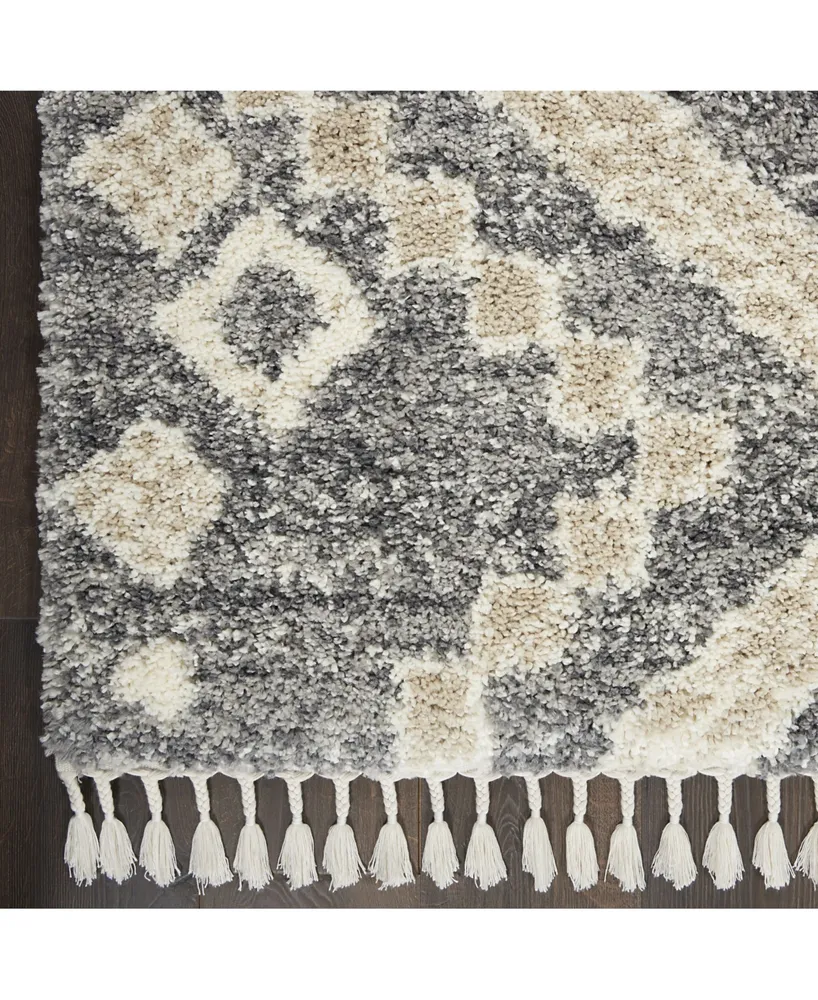 Nourison Home Oslo Shag OSL02 Gray and Ivory 7'10" x 10'6" Area Rug