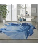 Nourison Home Symmetry SMM01 Blue and Ivory 5'3" x 7'9" Area Rug