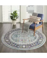 Nourison Home Ankara Global ANR14 Teal and Multi 6' Round Rug