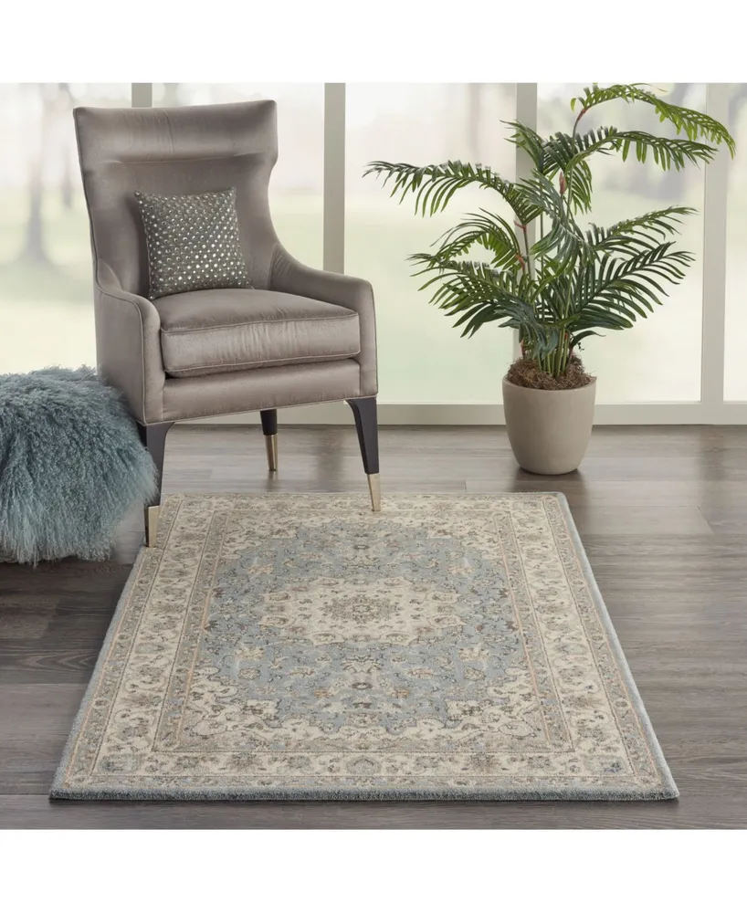 Nourison Home Living Treasures LI15 Aqua and Ivory 3'6" x 5'6" Area Rug