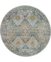 Nourison Home Ankara Global ANR07 Blue and Green 6' Round Rug