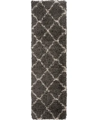 Nourison Home Luxe Shag LXS02 Charcoal 2'2" x 7'6" Runner Rug