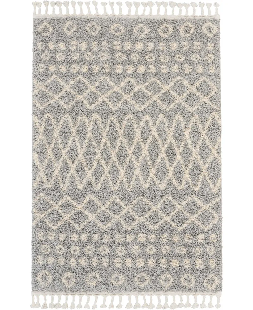 Closeout! Nourison Home Moroccan Shag MRS02 Silver 3'11" x 6'7" Area Rug