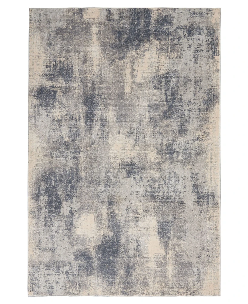 Nourison Home Rustic Textures RUS02 Blue and Ivory 5'3" x 7'3" Area Rug