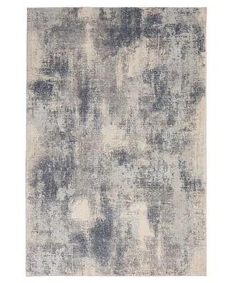 Nourison Home Rustic Textures RUS02 Blue and Ivory 5'3" x 7'3" Area Rug