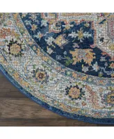 Nourison Home Ankara Global ANR11 Blue and Multi 4' Round Rug