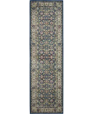 Nourison Home Ankara Global ANR13 Navy and Multi 2'4" x 8' Runner Rug