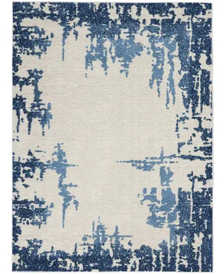 Nourison Home Etchings ETC04 Ivory and Blue 4' x 6' Area Rug