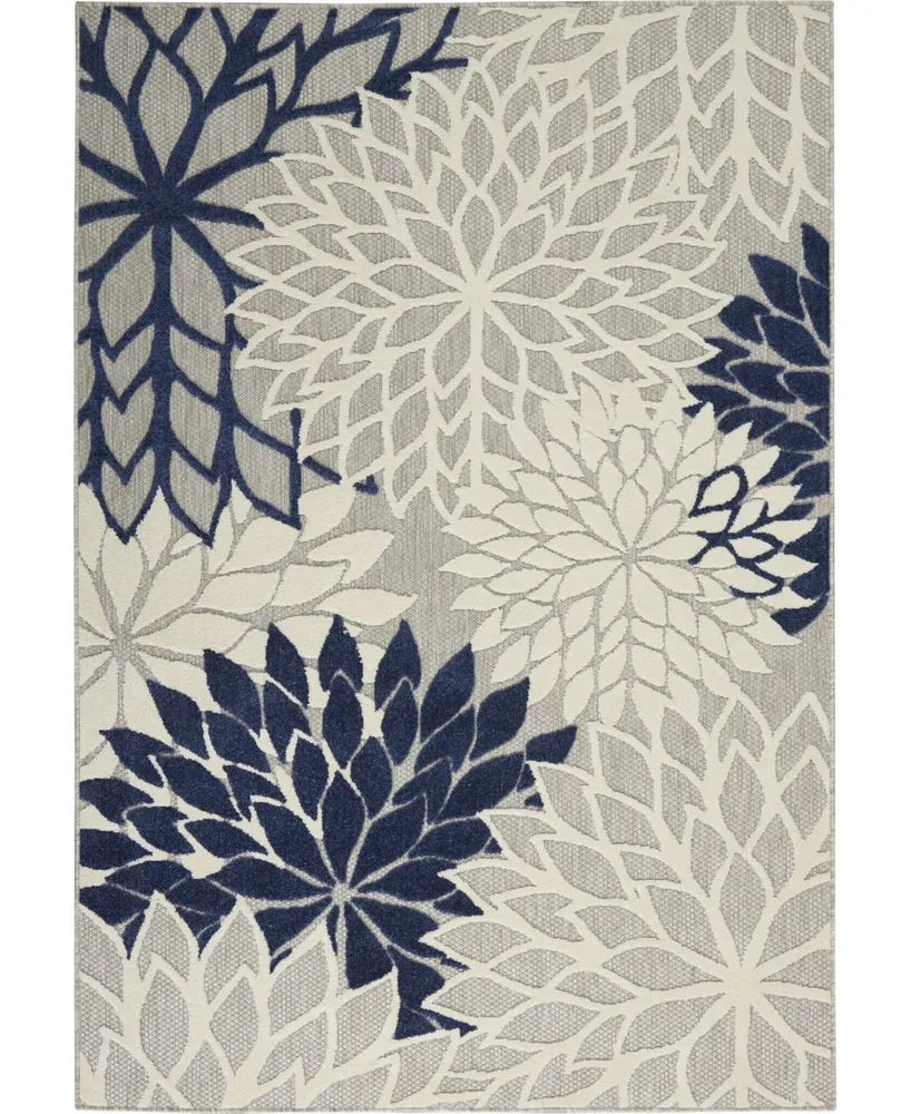 Nourison Home Aloha ALH05 Ivory and Navy 3'6" x 5'6" Outdoor Area Rug