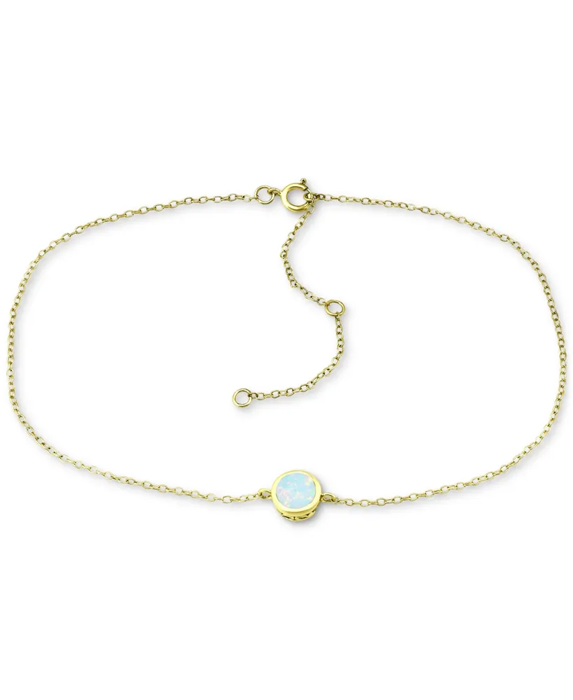 Giani Bernini Lab-Grown Opal Ankle Bracelet (Also Cubic Zirconia), Created for Macy's