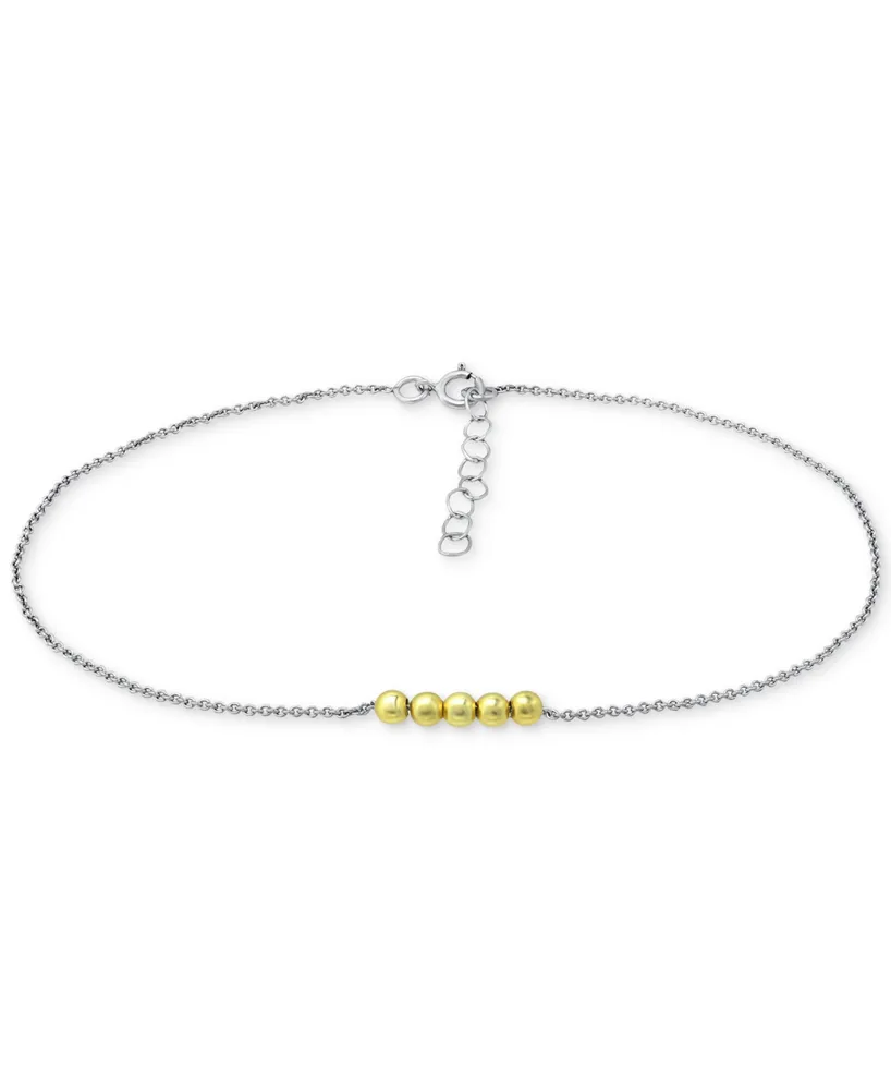 Giani Bernini Two-Tone Beaded Ankle Bracelet in Sterling Silver & 18k Gold-Plate, Created for Macy's - Two