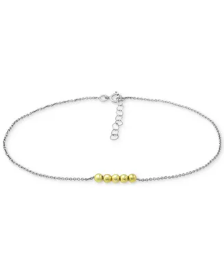 Giani Bernini Two-Tone Beaded Ankle Bracelet in Sterling Silver & 18k Gold-Plate, Created for Macy's - Two