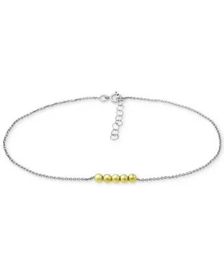 Giani Bernini Two-Tone Beaded Ankle Bracelet in Sterling Silver & 18k Gold-Plate, Created for Macy's