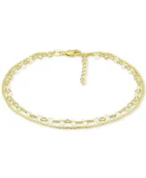 Giani Bernini Double Row Heart Ankle Bracelet 18k Gold-Plated Sterling Silver & Silver, Created for Macy's
