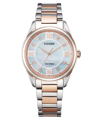 Citizen Eco-Drive Women's Arezzo Diamond-Accent Two-Tone Stainless Steel Bracelet Watch 32mm - Two