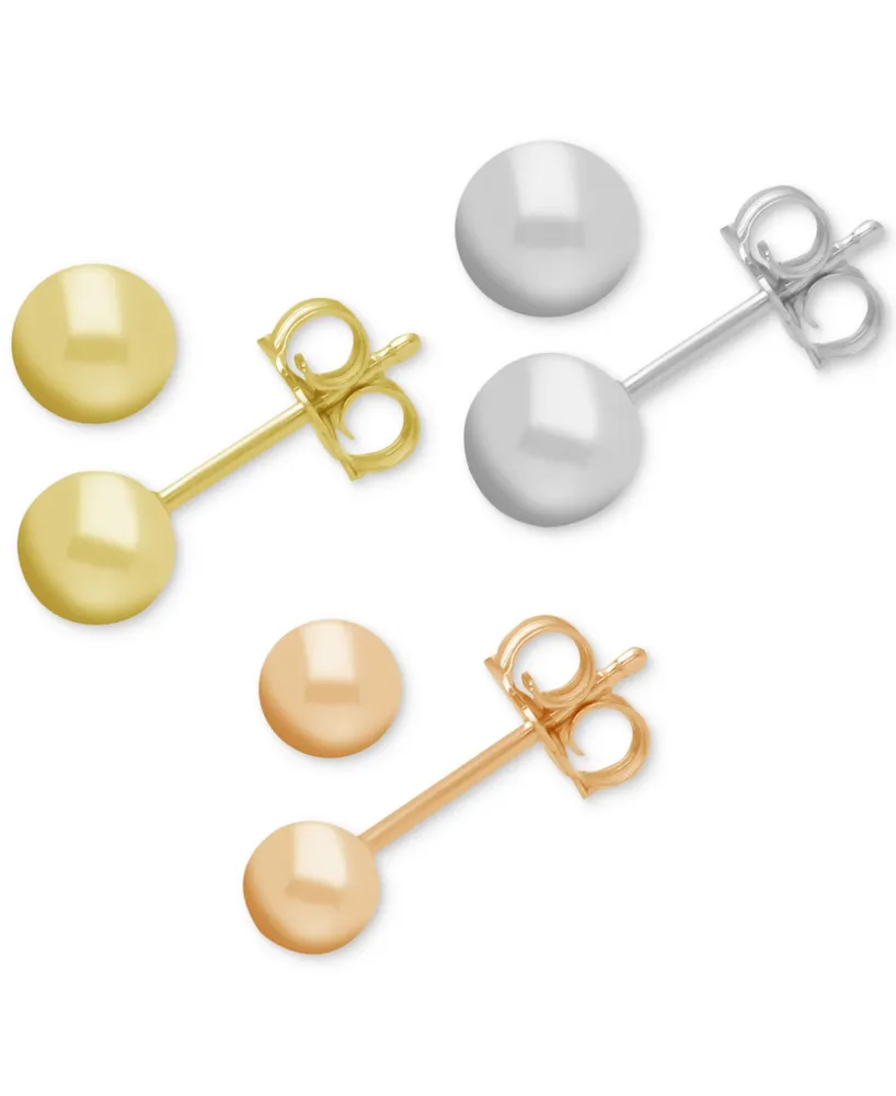 And Now This Tri-Tone 3-Pc. Set Ball Stud Silver Plate Earrings - Tri