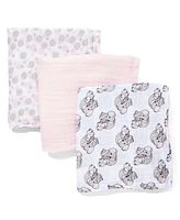 Precious Moments Baby Boys and Girls 3 Piece Coordinating Muslin Swaddling Blankets Set