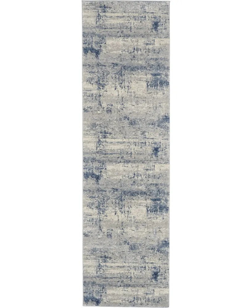 Nourison Home Rustic Textures RUS10 Ivory and Blue 2'2" x 7'6" Runner Rug