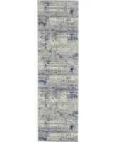 Nourison Home Rustic Textures RUS10 Ivory and Blue 2'2" x 7'6" Runner Rug