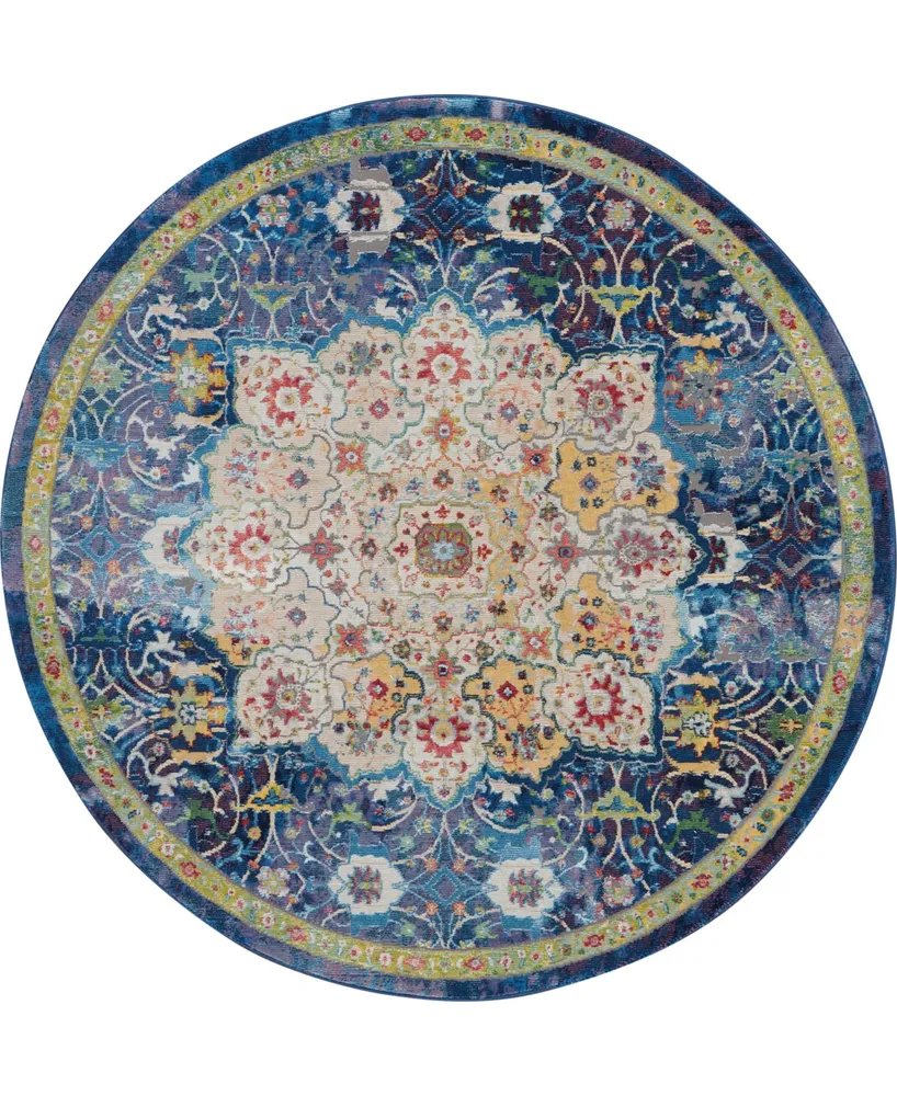 Nourison Home Ankara Global ANR03 Blue 4' Round Rug