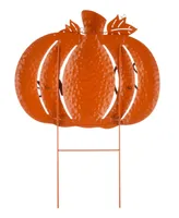 Glitzhome 29.72" Fall Metal Pumpkin Yard Stake or Standing or Hanging Sign