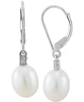 Cultured Freshwater Pearl Earrings (8mm) 10k Gold & White