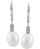 Cultured Freshwater Pearl Earrings (8mm) 10k Gold & White