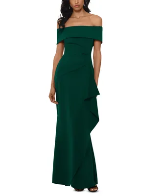 Xscape Ruffled Off-The-Shoulder Gown