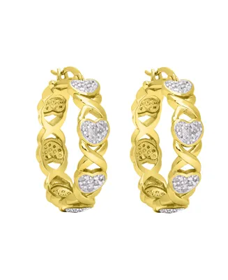 Macy's Diamond Accent Gold-plated, Silver Plated or Rose Gold Plated X and Heart Earrings