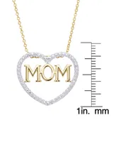 Macy's Diamond Accent Gold-plated Mom Heart Pendant Necklace