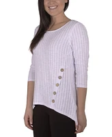 Ny Collection Women's Plus Size Button Detail Ribbed Tunic