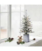 Puleo 3' Pre-Lit Potted Flocked Arctic Fir Tree