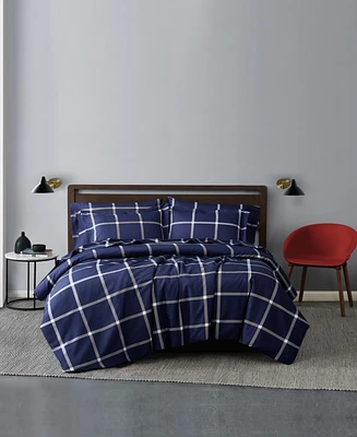 Truly Soft Printed Windowpane 3 Piece Duvet Cover Set, King