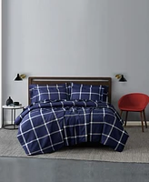 Truly Soft Printed Windowpane 3 Piece Duvet Cover Set, King