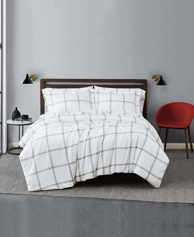 Truly Soft Printed Windowpane Piece Duvet Cover Set