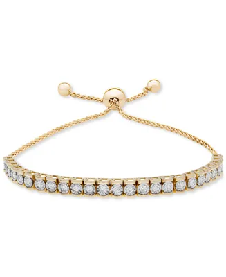 Diamond Row Bolo Bracelet (3/4 ct. t.w.) Sterling Silver, 14k Gold-Plated Silver or Rose