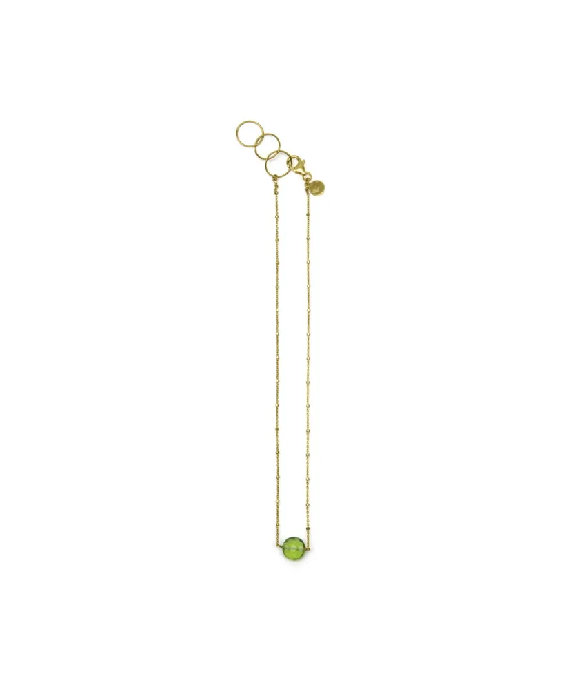Roberta Sher Designs Diamond Cut 14K Gold Fill Chain Necklace with Fully Faceted Round Peridot - Gold