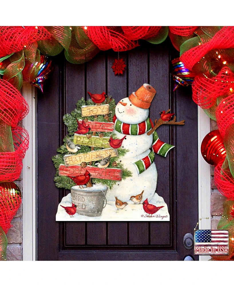 Designocracy by Susan Winget Joy Love Piece Snowman Outdoor Wall and Door Decor